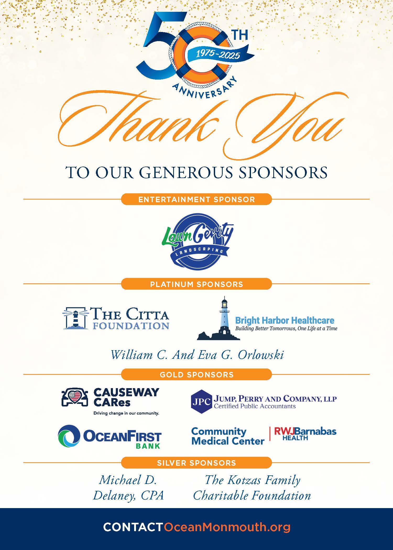 CONTACT'S 50TH ANNIVERSARY GALA GENEROUS SPONSORS